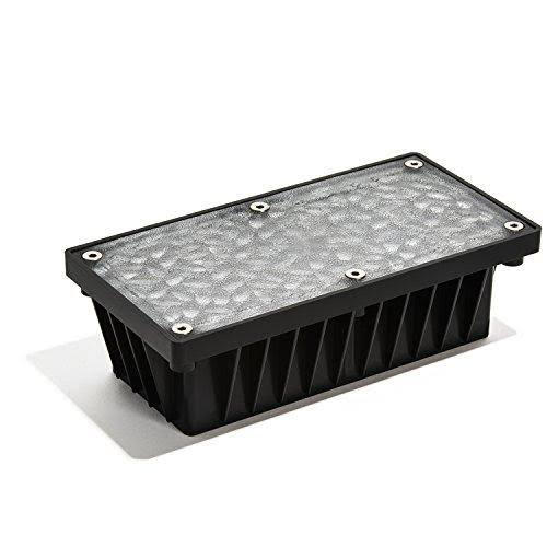 Solar Brick Landscape Path Light, 8x4 Recessed Polyresin Paver, 12 Warm White LEDs H258312