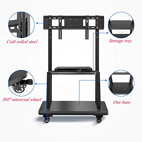 TV Floor Mount Height Adjustable TV Stand with Shelf and Wheels Q1394