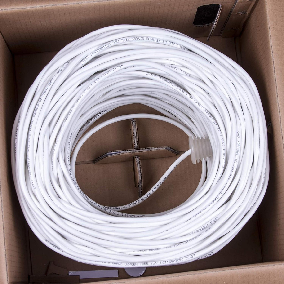 16/2 CMR Rated Solid Bare Copper 2 Conductors Audio Speaker Cable Wire White A9260
