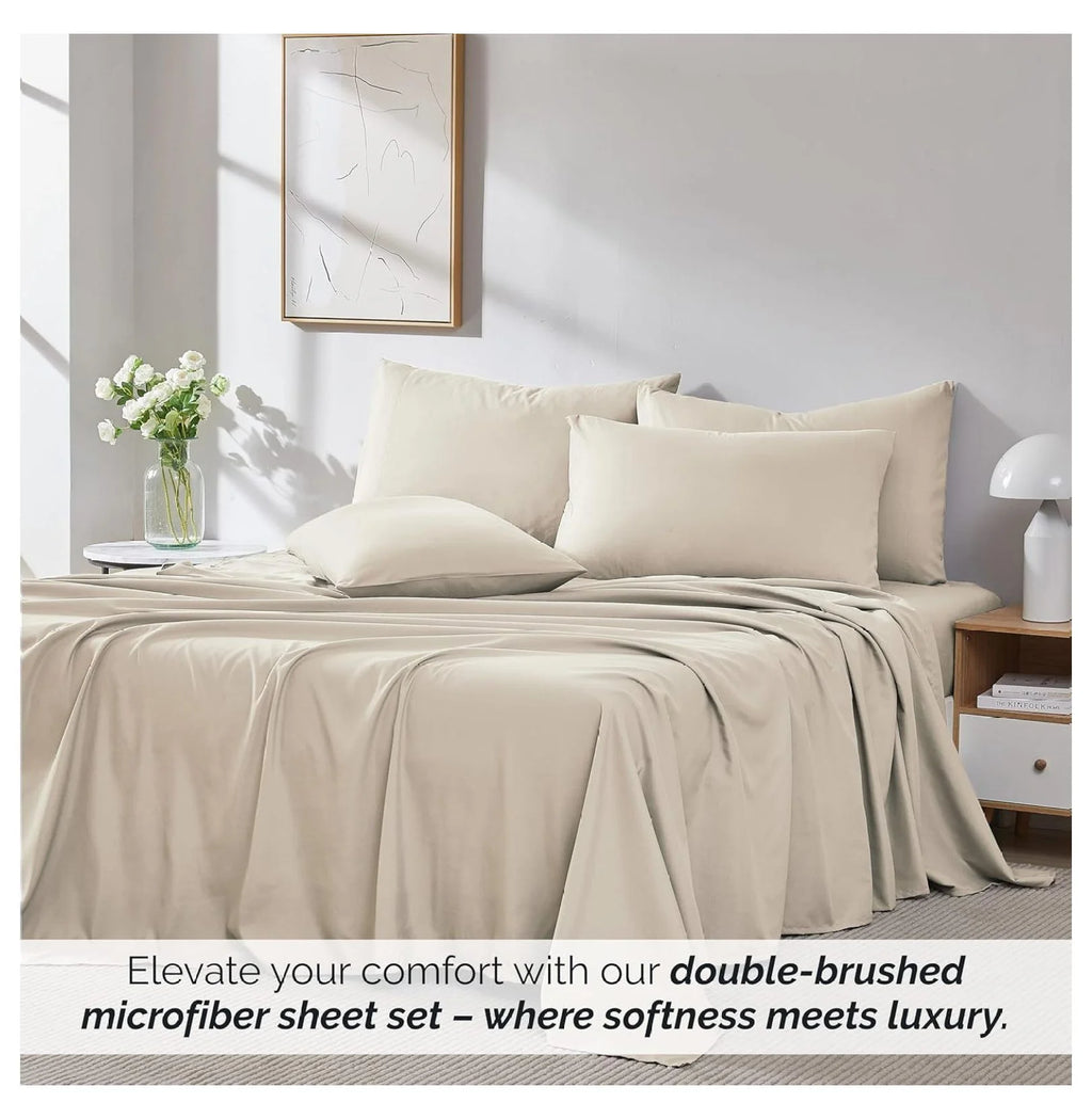 6-Piece Full Size Extra Deep Pocket Sheet Set with Flat and Fitted Sheet, 4 Pillowcases O26213