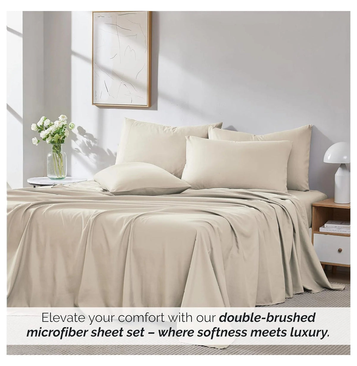 6-Piece Full Size Extra Deep Pocket Sheet Set with Flat and Fitted Sheet, 4 Pillowcases O26213