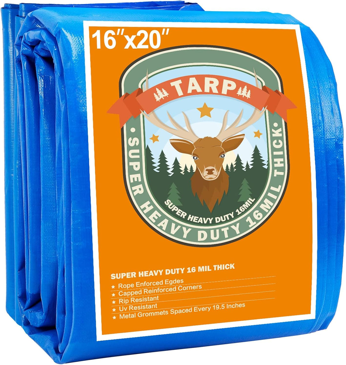 16 Mil Heavy Duty Waterproof Blue Poly Tarp with Metal Grommets Z78597
