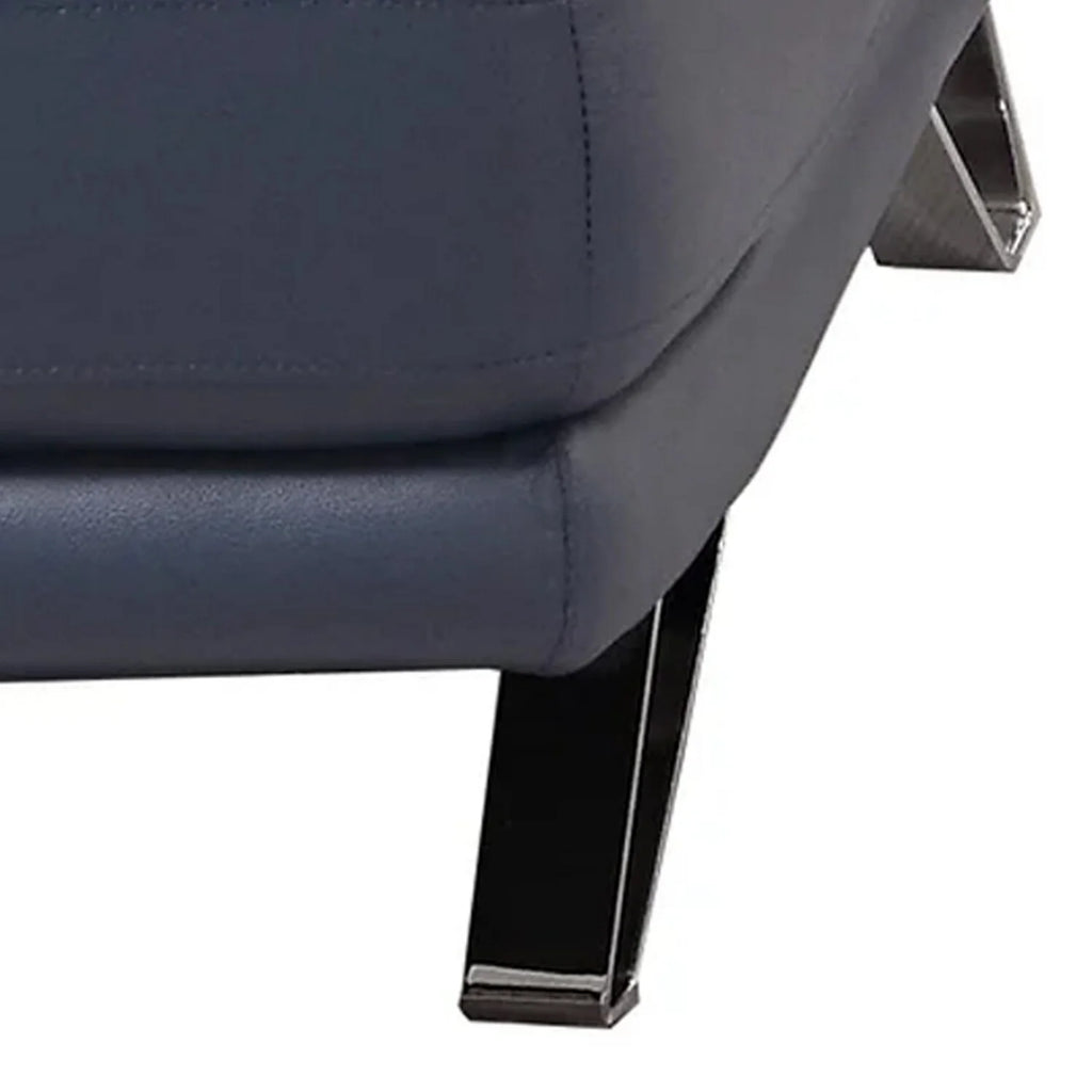 Navy Blue Channel Tufted Leather Sofa Chair L605