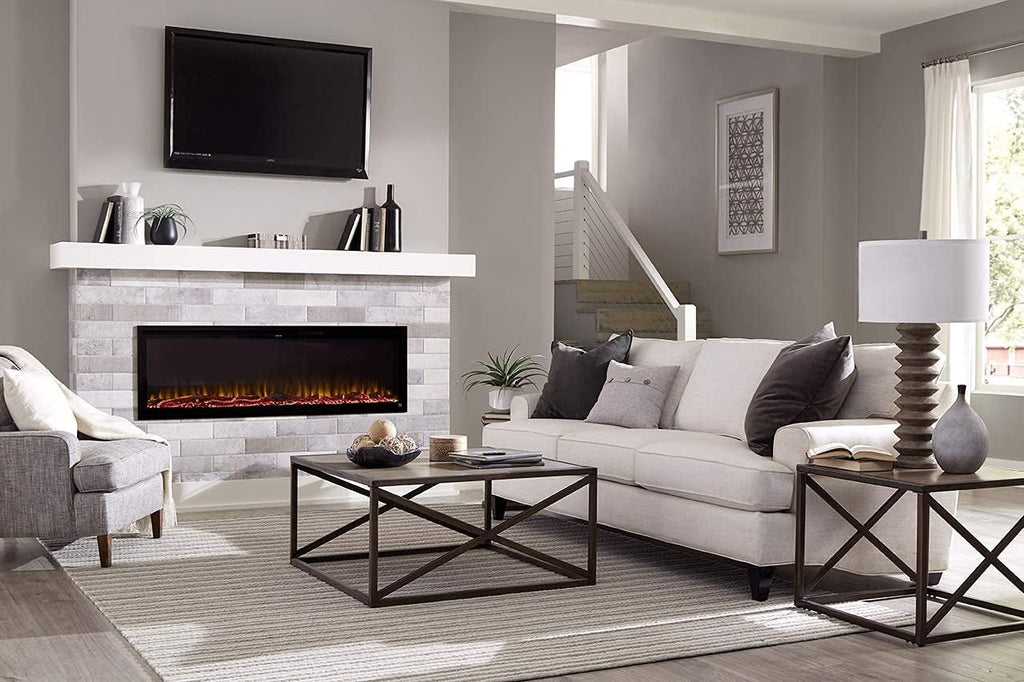 60 Inch Smart Electric Fireplace and 72 Inch Natural Finish Wood Mantel Bundle F5352