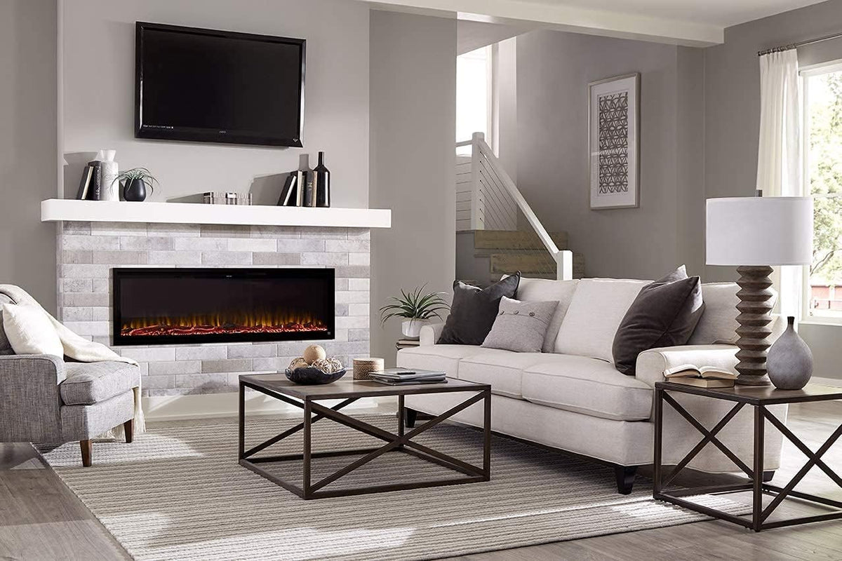 60 Inch Smart Electric Fireplace and 72 Inch Natural Finish Wood Mantel Bundle F5352