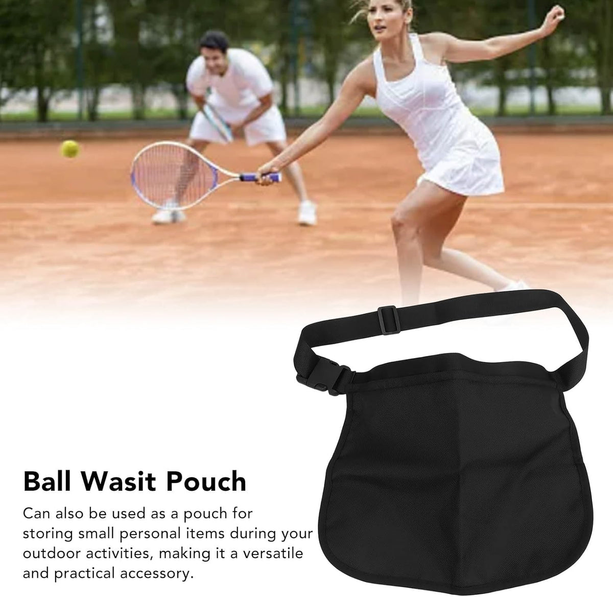 Black Oxford Cloth Waist Belt Bag Pouch U335440