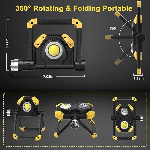 2 Pack Magnetic 6000 Lumen Rechargeable Folding Waterproof Led Work Light Y142322