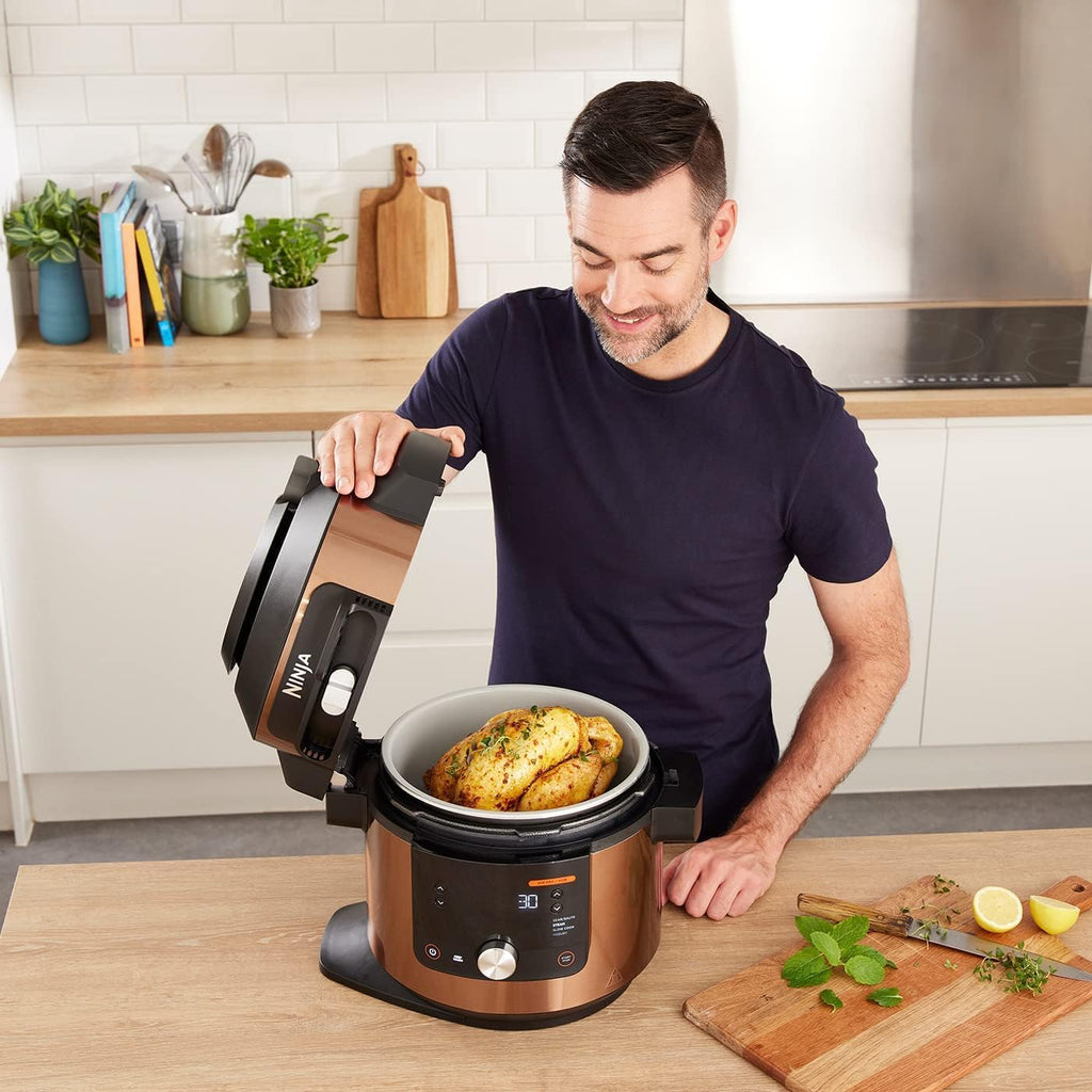 Restored Ninja 8 Qt. Pressure Cooker Steam Fryer with 5 Qt. Crisp Basket Q22138