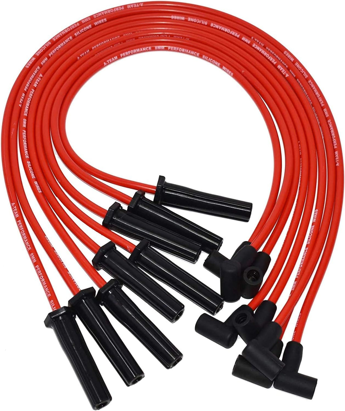 8-Cylinder Male Cap 65K Volt HEI Distributor Tune Up Kit 8.0mm Silicone Spark Plug Wires Red Pack of 2 B4771