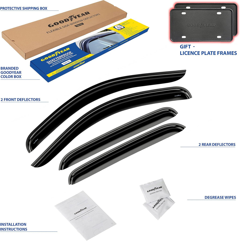 Tape-on Window Deflectors for Chevrolet Silverado/GMC Sierra 2007-2013 Crew Cab, 4 pcs X40659