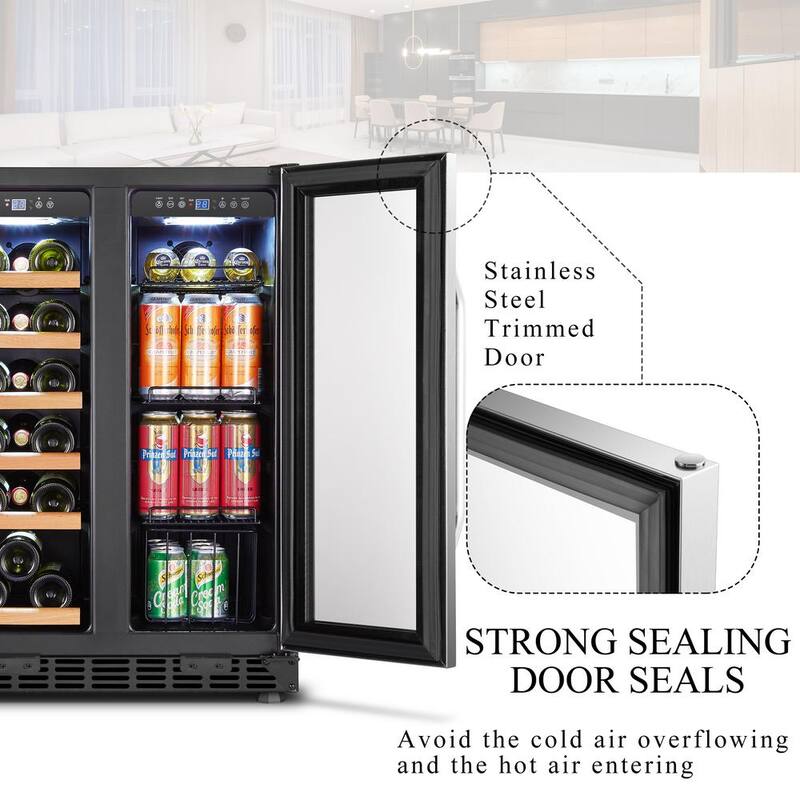 18-Bottle 55-Can Dual Zone Stainless Steel Wine Refrigerator H257