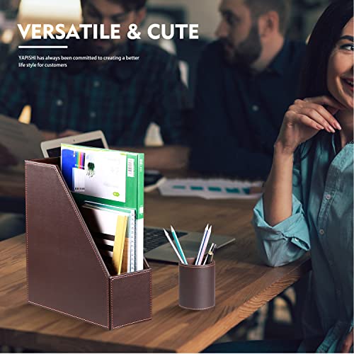 4 PCS Desk Accessories Set with Pencil Cup, Magazine File Holder, Letter Mail Sorter, Sticky Note Holder H593