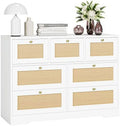 White 7 Drawer Rattan Dresser with Gold Handles O37242