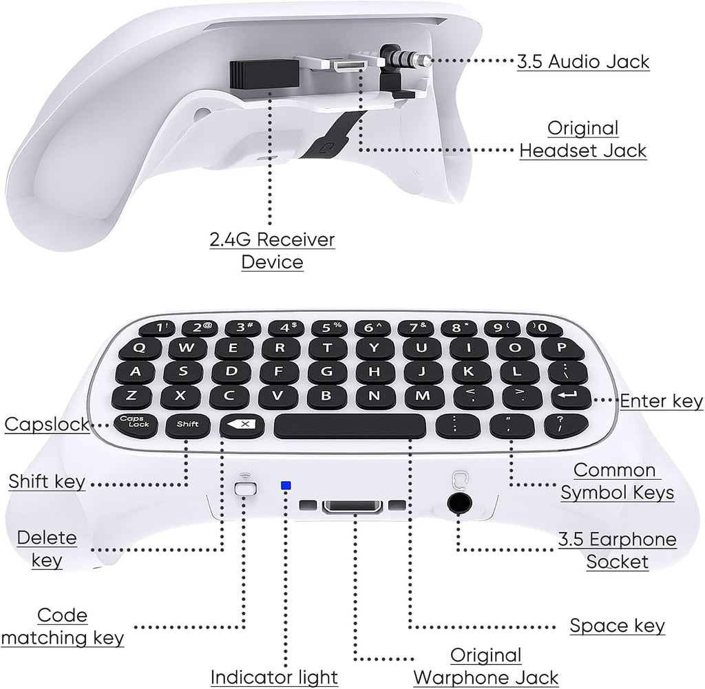 Mini Game Chatpad Keypad with Audio/3.5mm Headset Jack & 2.4Ghz Receiver N168939