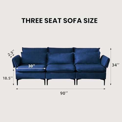 Blue Upholstered Deep Seat Sofa with Washable Cover D431474