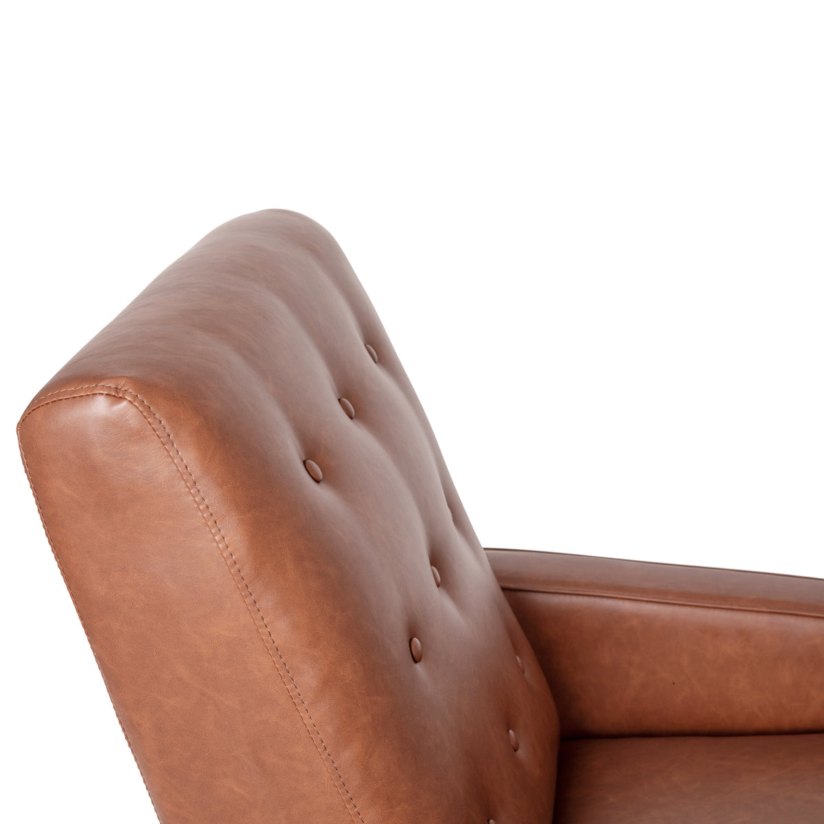 Cognac Brown Faux Leather Recliner with Wooden Legs V642459