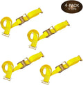 4 E-Track Ratcheting Straps Yellow Polyester Tie-Down Straps I529944