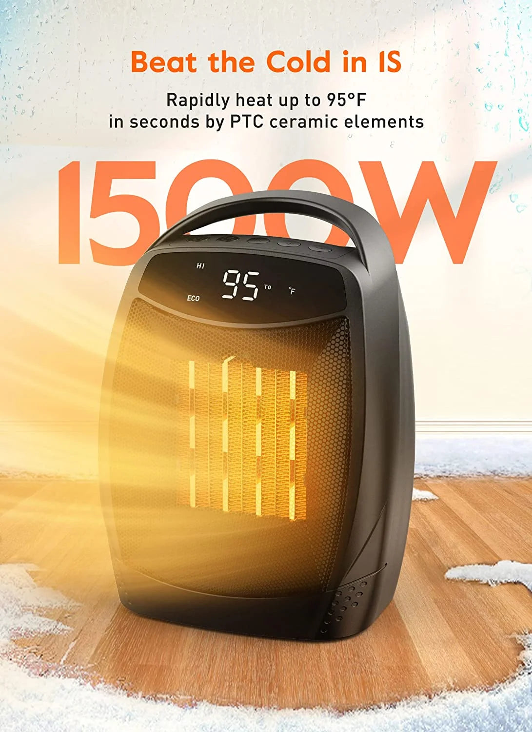 Black 1500W Quiet Electric Heater with Timer G52711