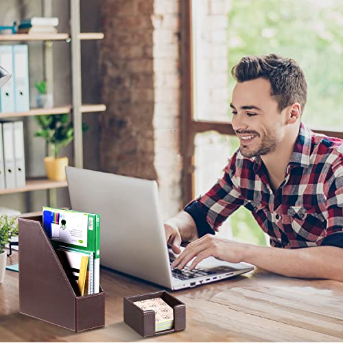 4 PCS Desk Accessories Set with Pencil Cup, Magazine File Holder, Letter Mail Sorter, Sticky Note Holder H593