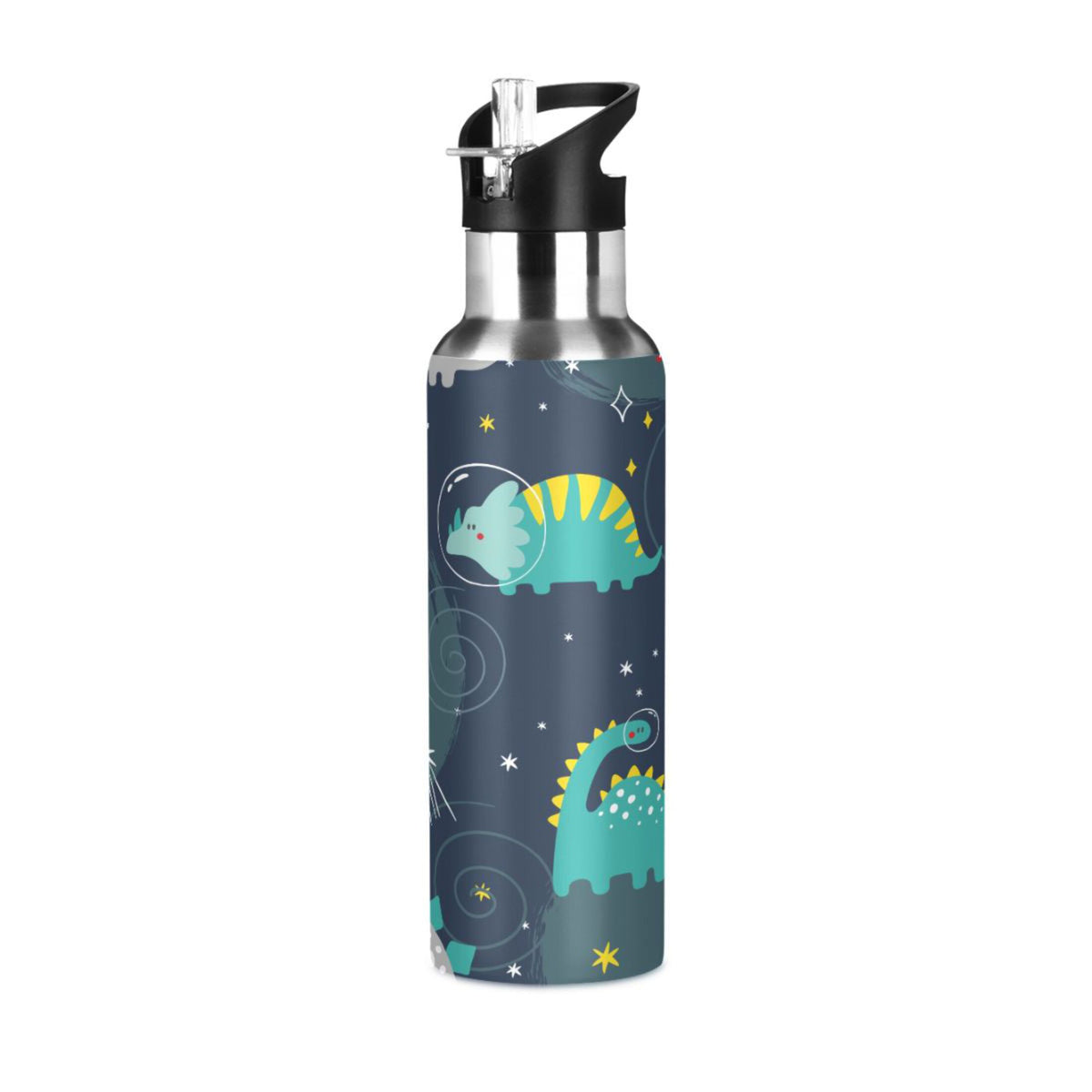 Stainless Steel Insulated Vacuum Flask Water Bottle with Straw Lid F763