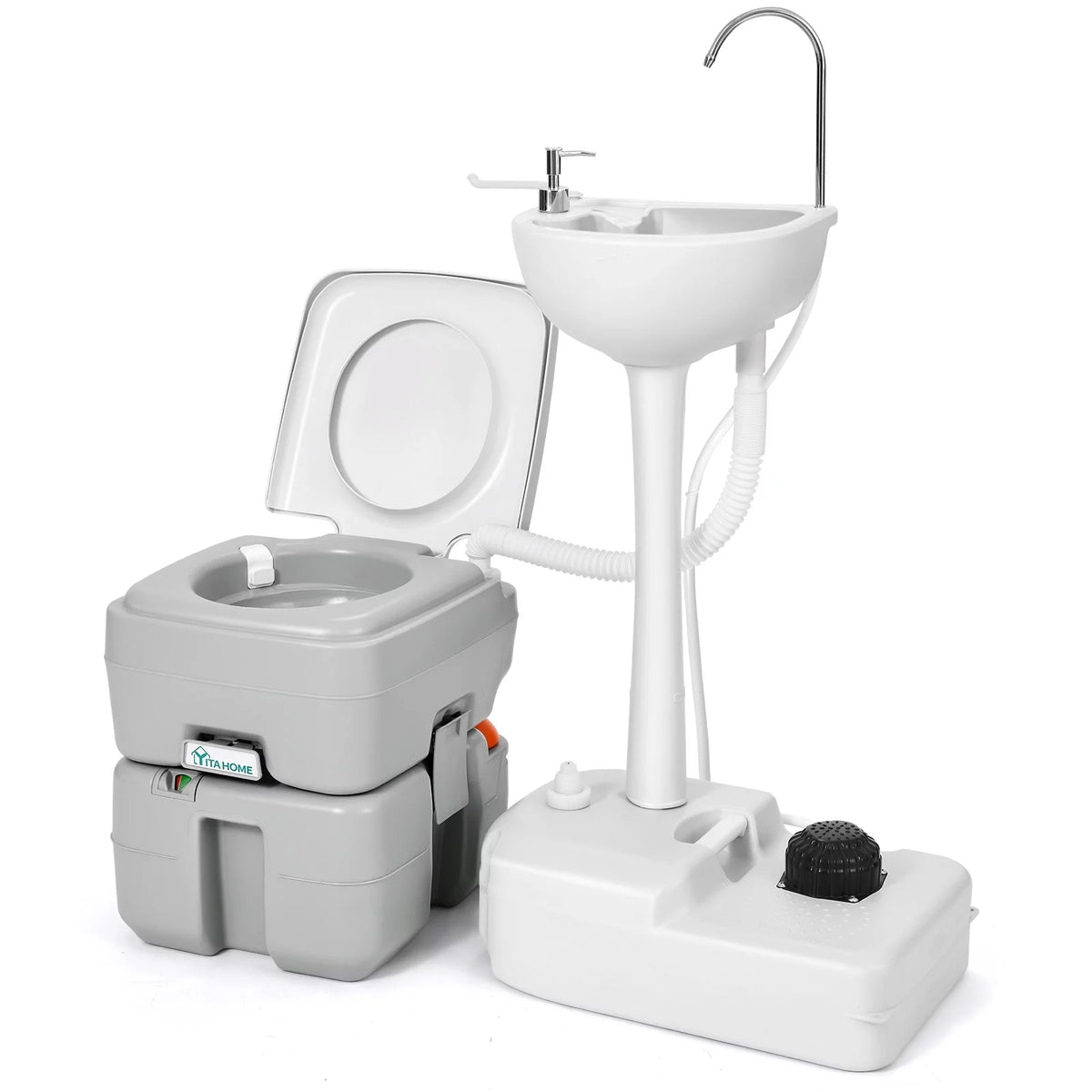 5.3 Gallon Portable Toilet and 17L Camping Sink G554