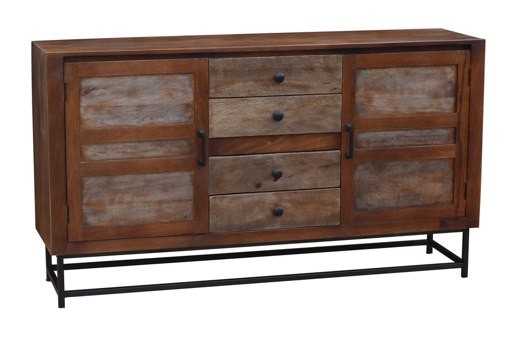 Recycled Mango Wood Sideboard with 4 Drawers and 2 Doors Q128