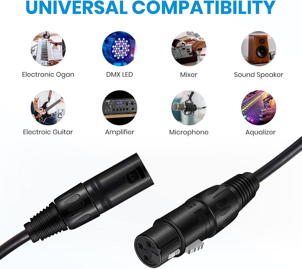 25ft XLR Microphone Male to Female Mic Cables Black 3-Pack U38618