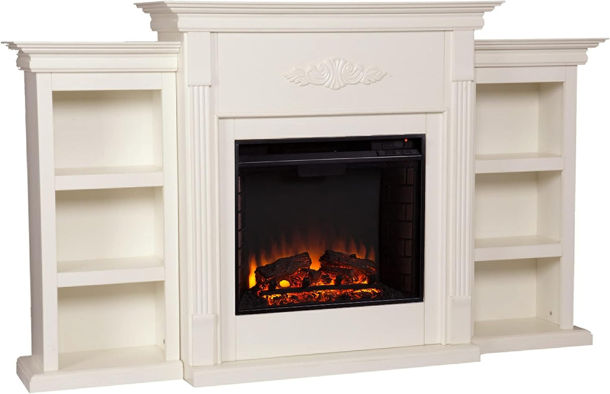 Ivory Electric Bookcase Fireplace F822137