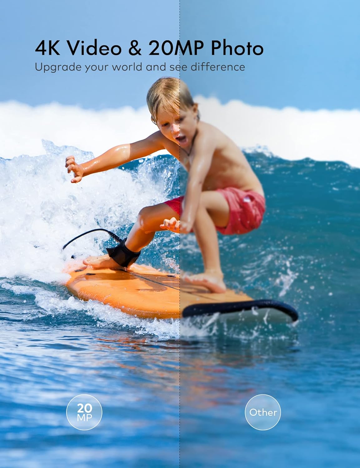 4K 30FPS 20MP Waterproof Action Camera with Remote Control, 2x1050mAh Batteries and Mount Accessories Kit L112