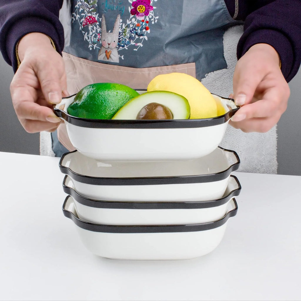 Ceramic Baking Dish Set of 4 with Carry Handles P4021