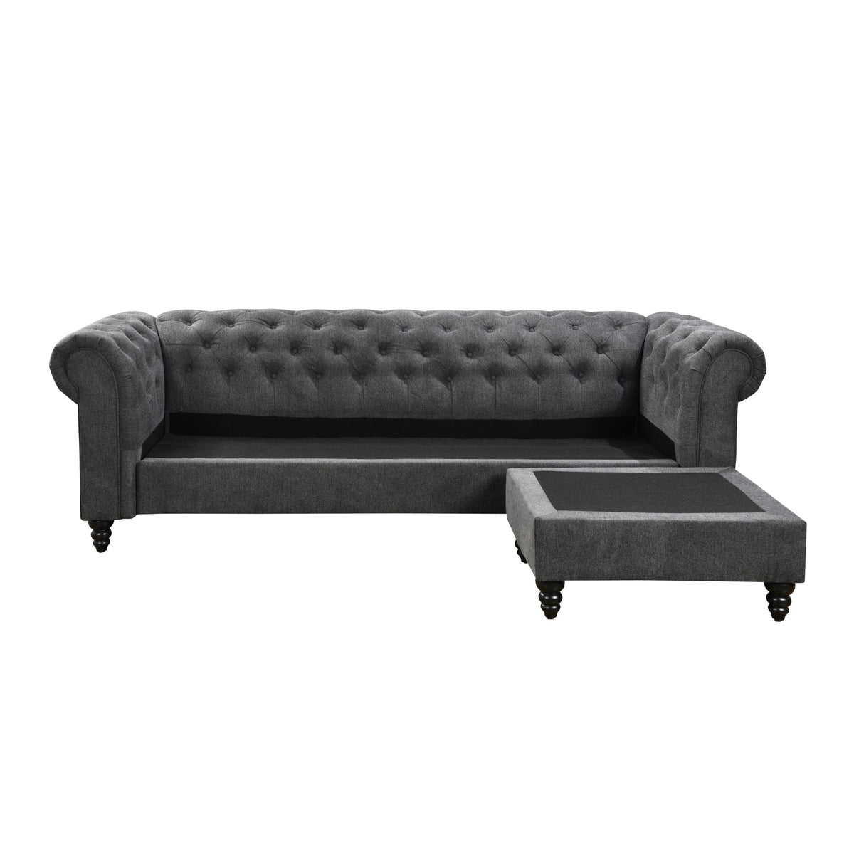 99" Gray Chesterfield Sofa with Chaise K856
