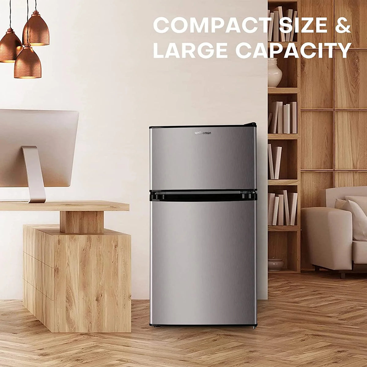 3.2 Cu.ft Double Door Mini Fridge with Freezer C588721