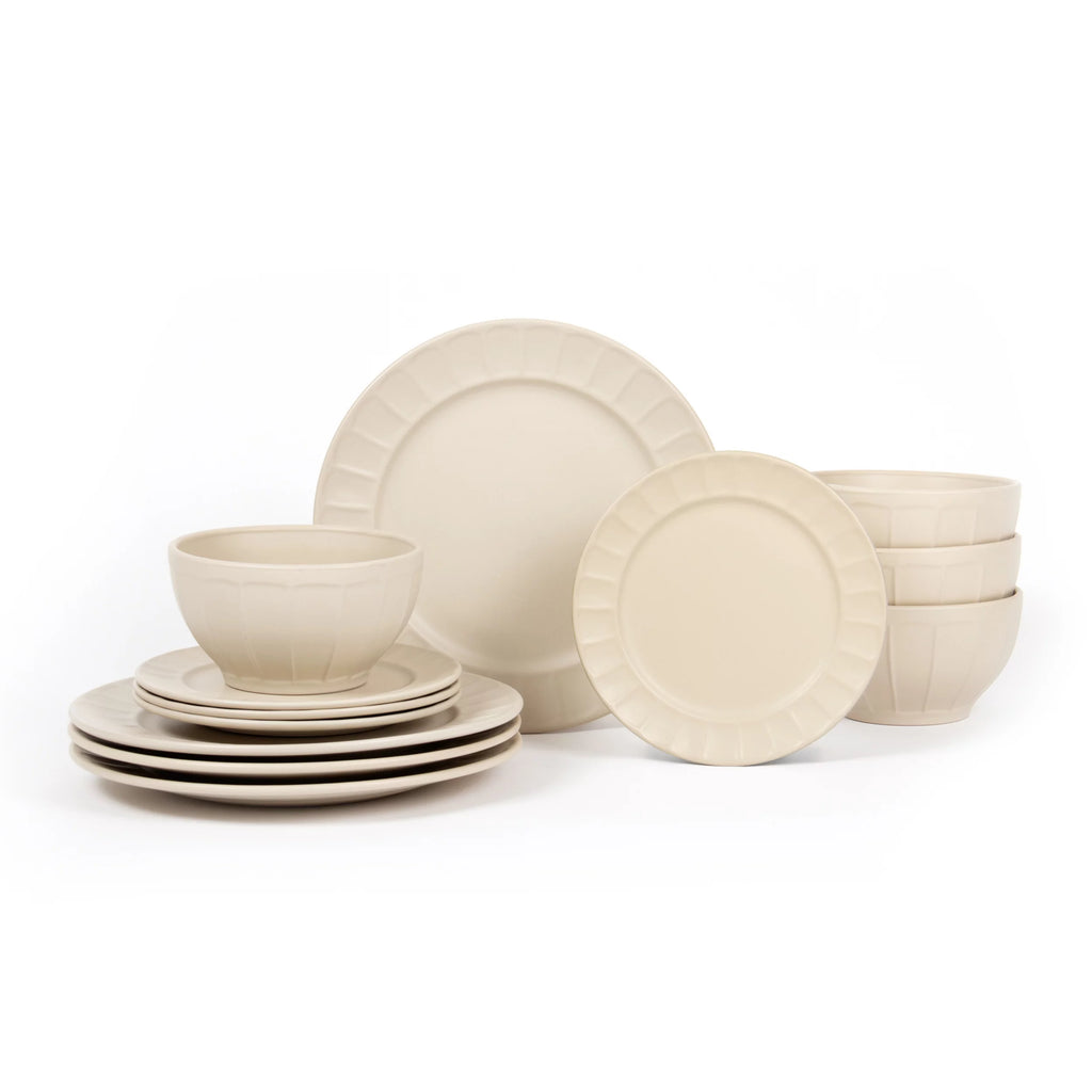 Stoneware Dinnerware Set, 12-piece, Parchment S708