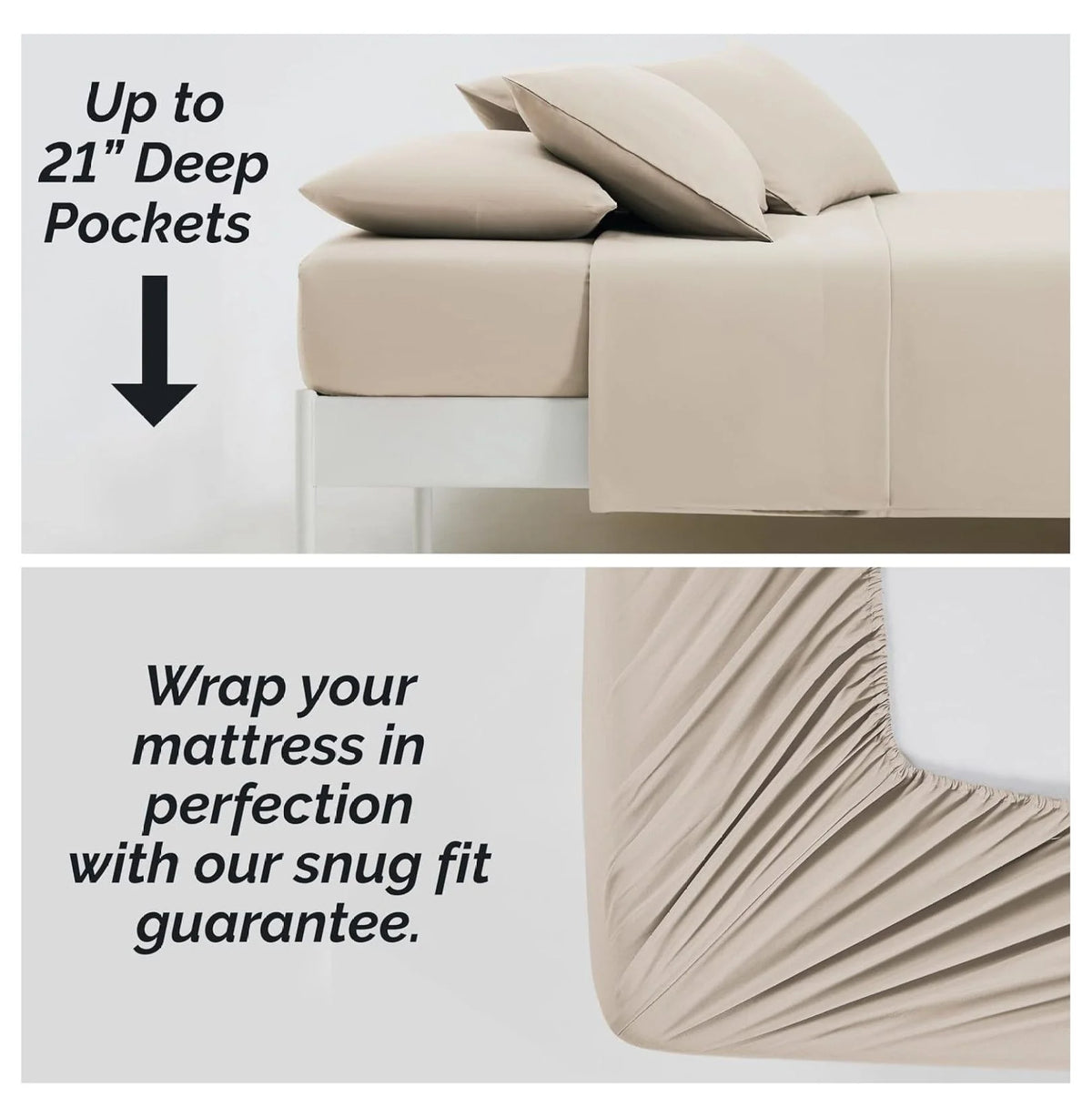 6-Piece Full Size Extra Deep Pocket Sheet Set with Flat and Fitted Sheet, 4 Pillowcases O26213