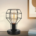 Black Industrial Table Lamp with USB Ports and AC Outlet J703117