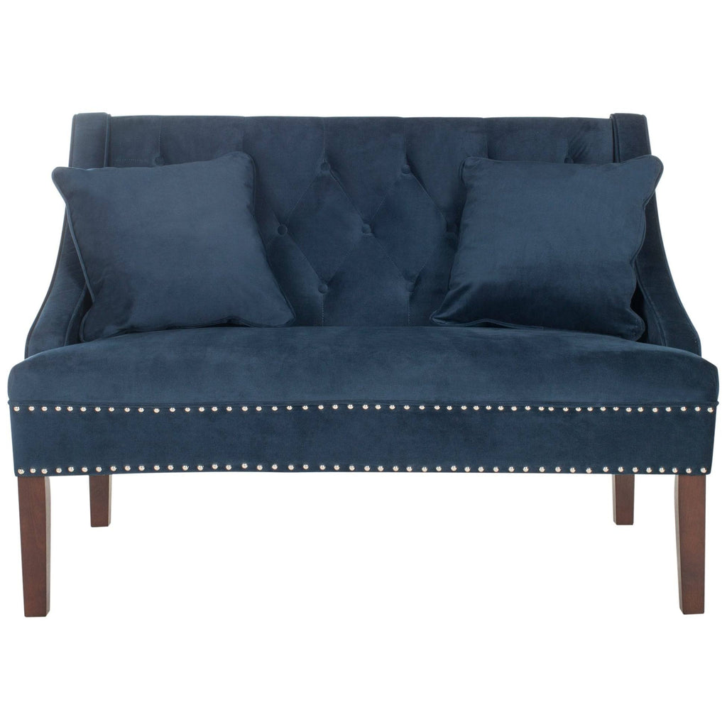 Grey Linen Settee with Silver Nailheads U670