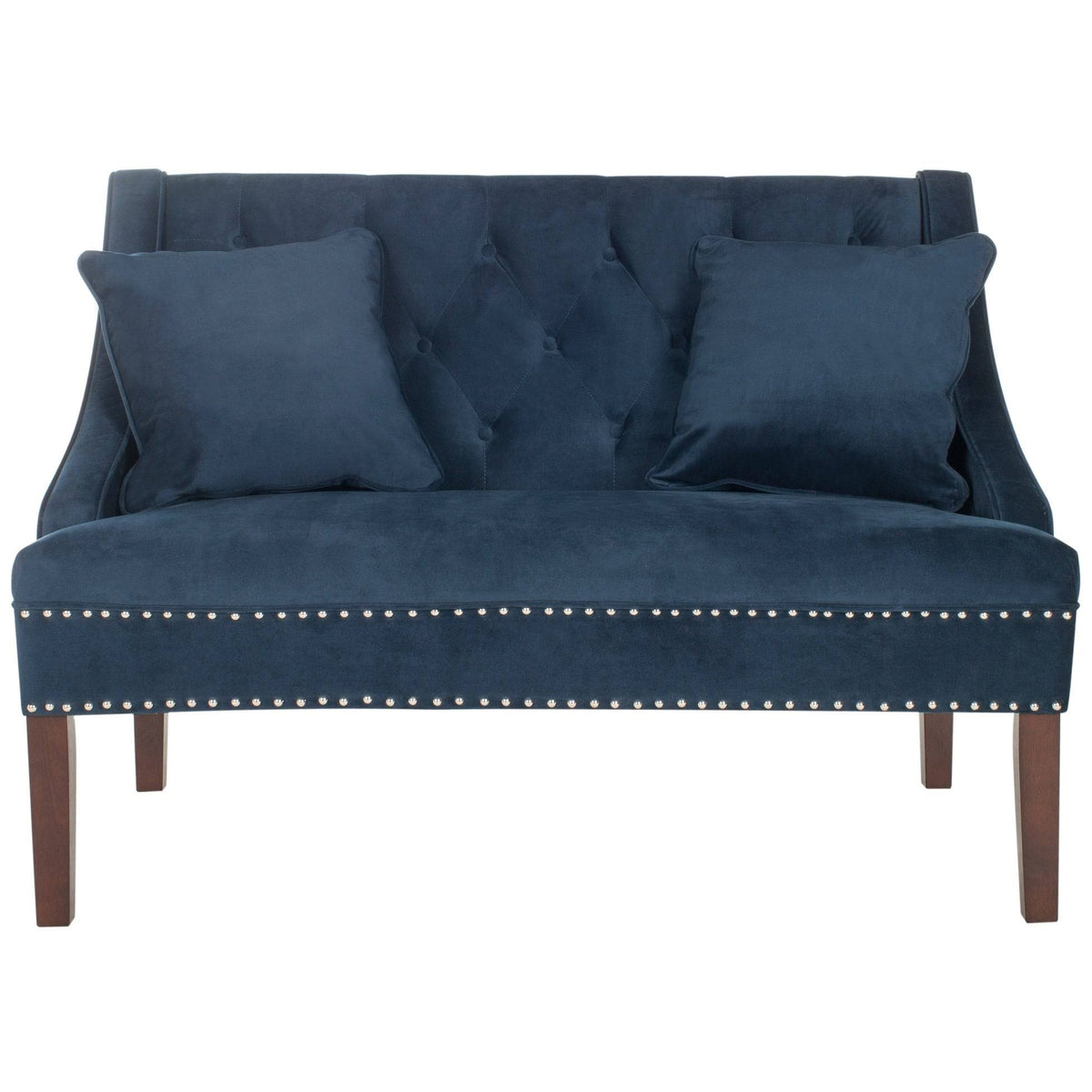 Grey Linen Settee with Silver Nailheads U670