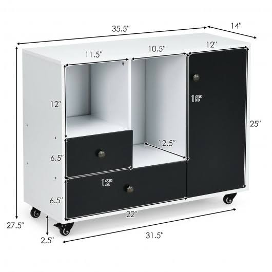 Black 2 Drawer Mobile Filing Cabinet P535865