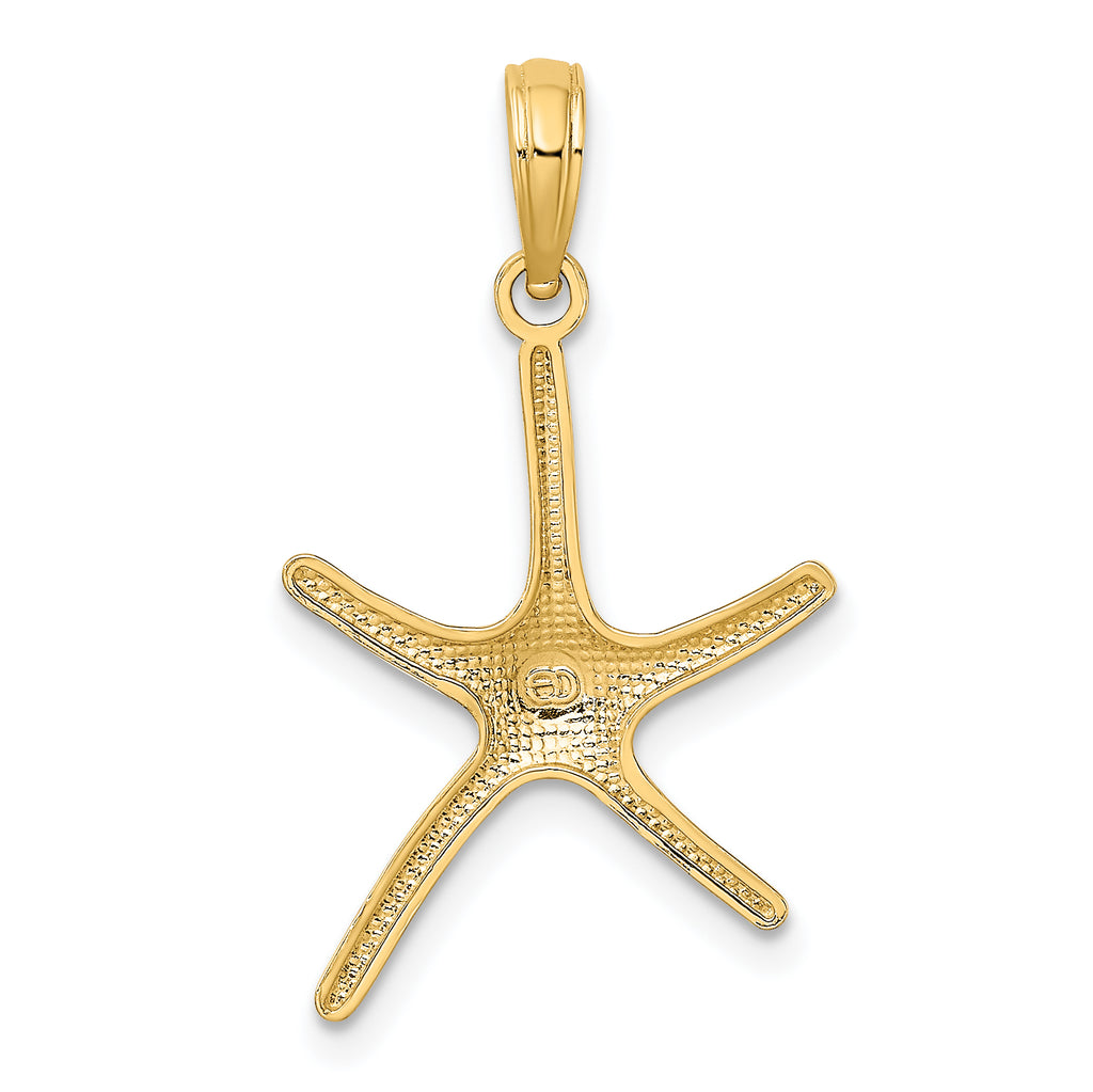 10K Yellow Gold Starfish Pendant Charm with 14K Yellow Gold Rope Chain Necklace 16'' M8639