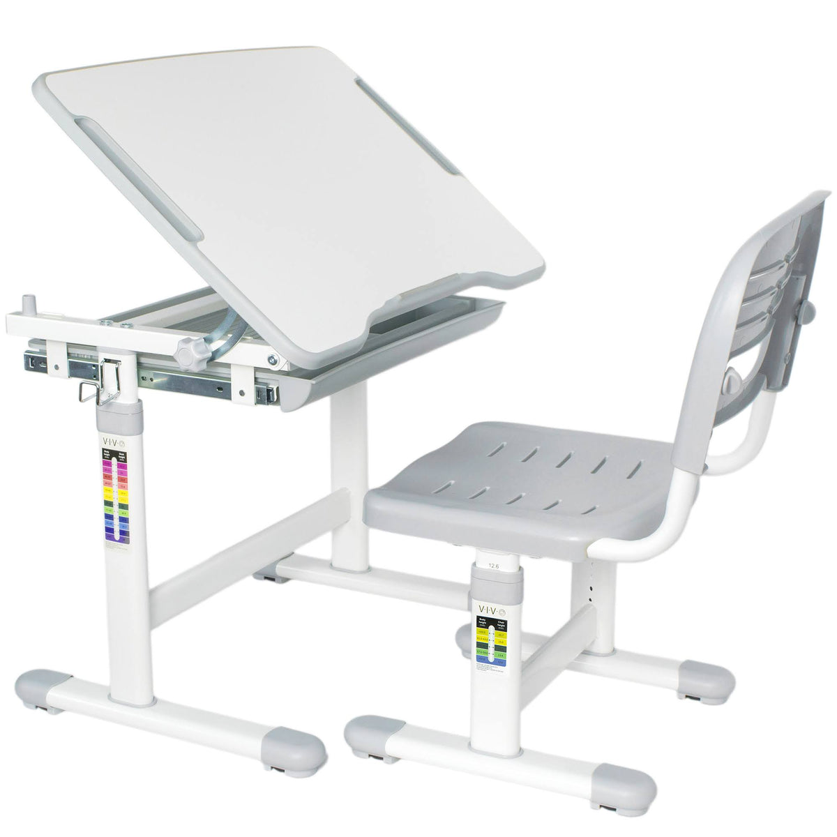 Height Adjustable Childrens Desk & Chair Grey I610893