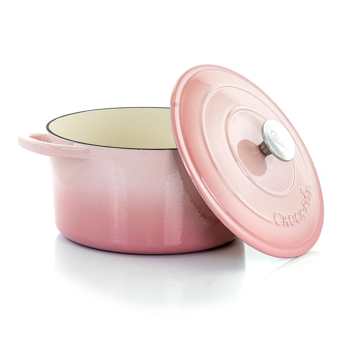 2 Piece 5 Quarts Enameled Cast Iron Dutch Oven Blush Pink I65865