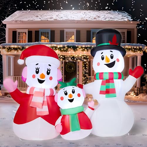 4 FT Christmas Inflatables Snowman Family with Build-in LEDs W499794