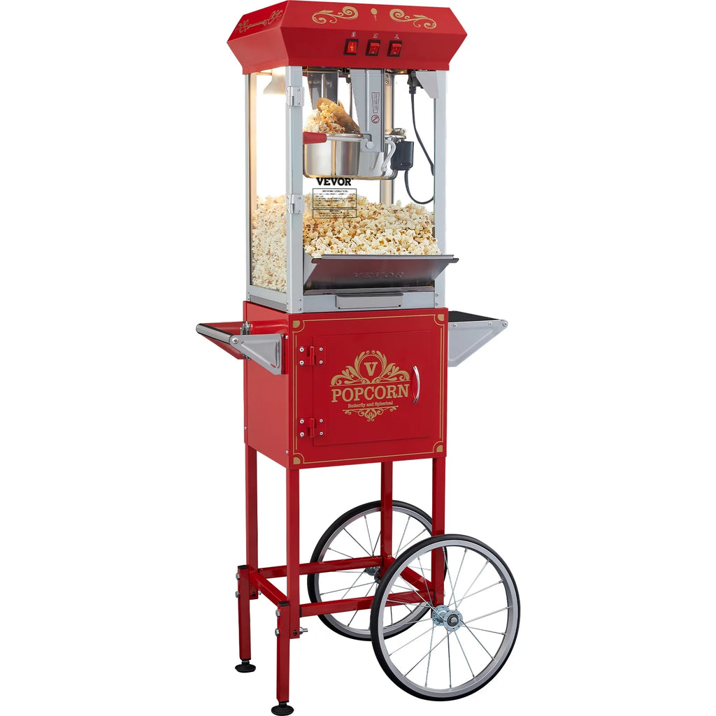 8 oz 48 Cups 850W Red Popcorn Maker Cart B131664