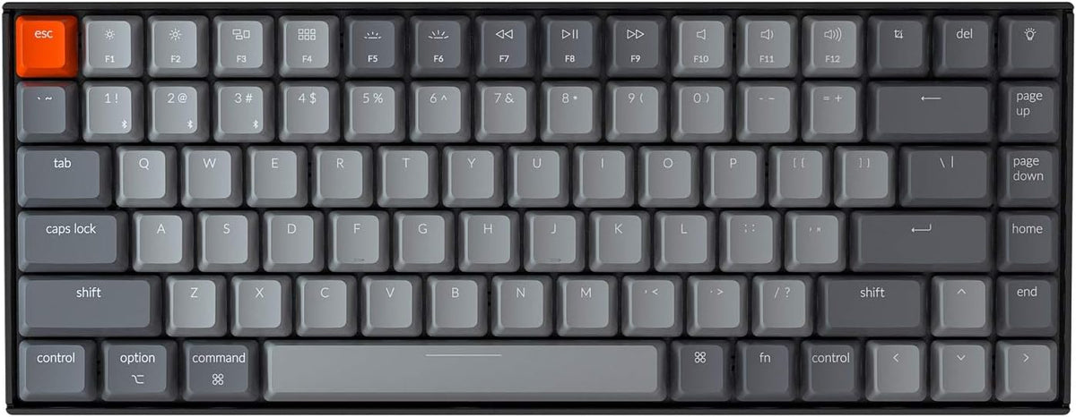Keychron K2 75% Layout Bluetooth Mechanical Keyboard with Gateron G Pro Blue Switch/White LED Backlit/USB C/Anti Ghosting/N-Key Rollover/Compact 84 Key Wireless Keyboard for Mac Windows-Version 2 Y15416