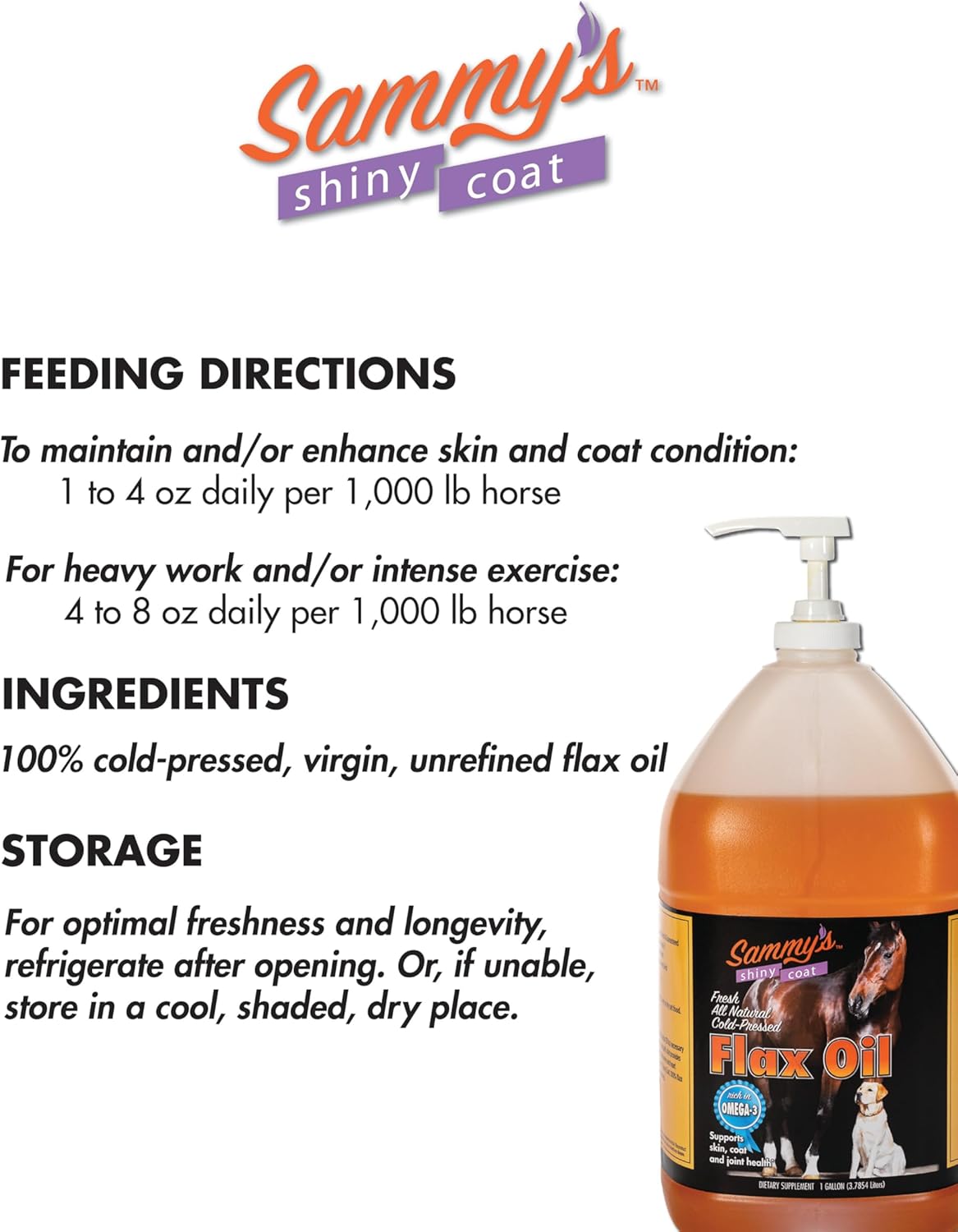 Pure Flaxseed Oil for Horses, 1 Gallon Q1772