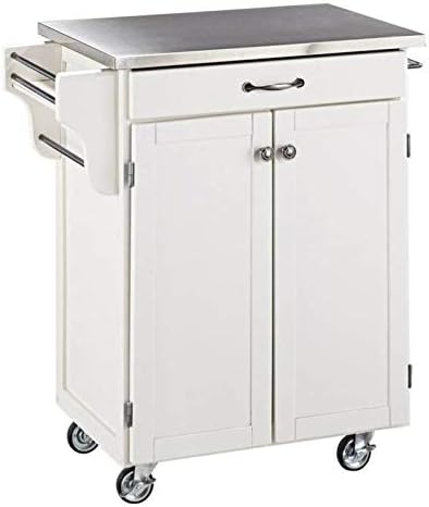 White Stainless Steel Top Kitchen Cart C349659
