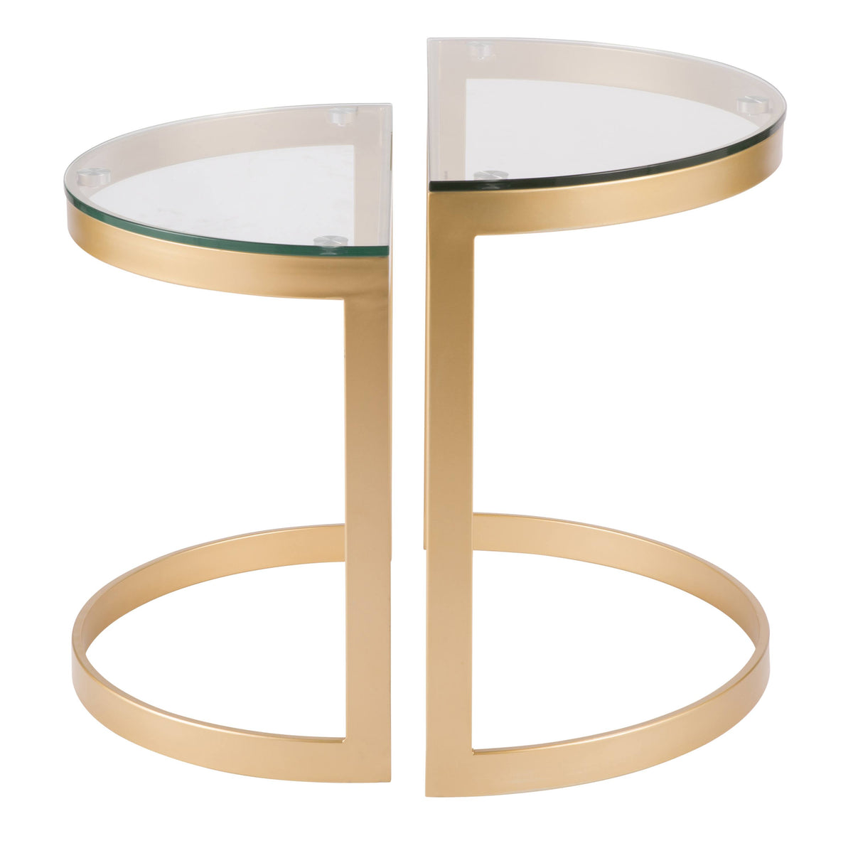 Nesting Tables Gold Clear Glass Top Set of 2 T96510