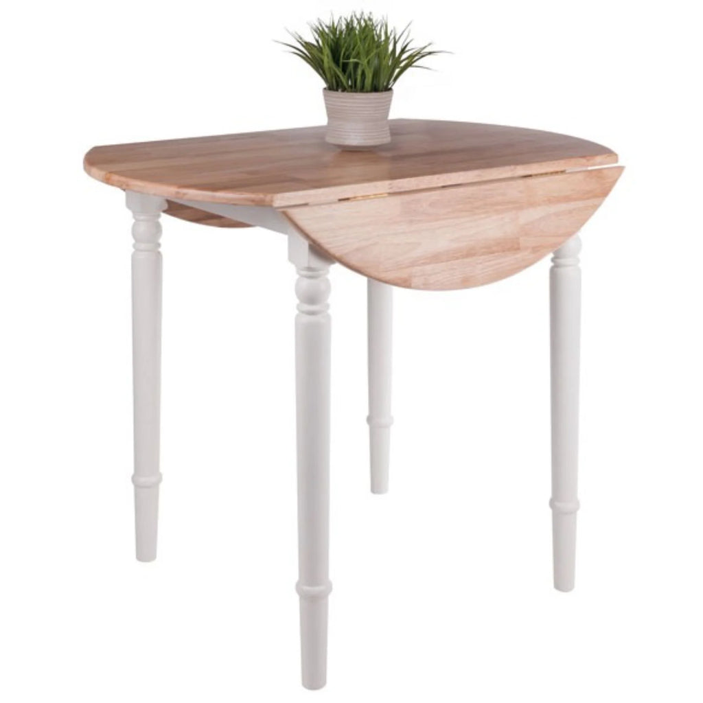 Drop Leaf Dining Table with Chairs Set of 5 Beige and White N889