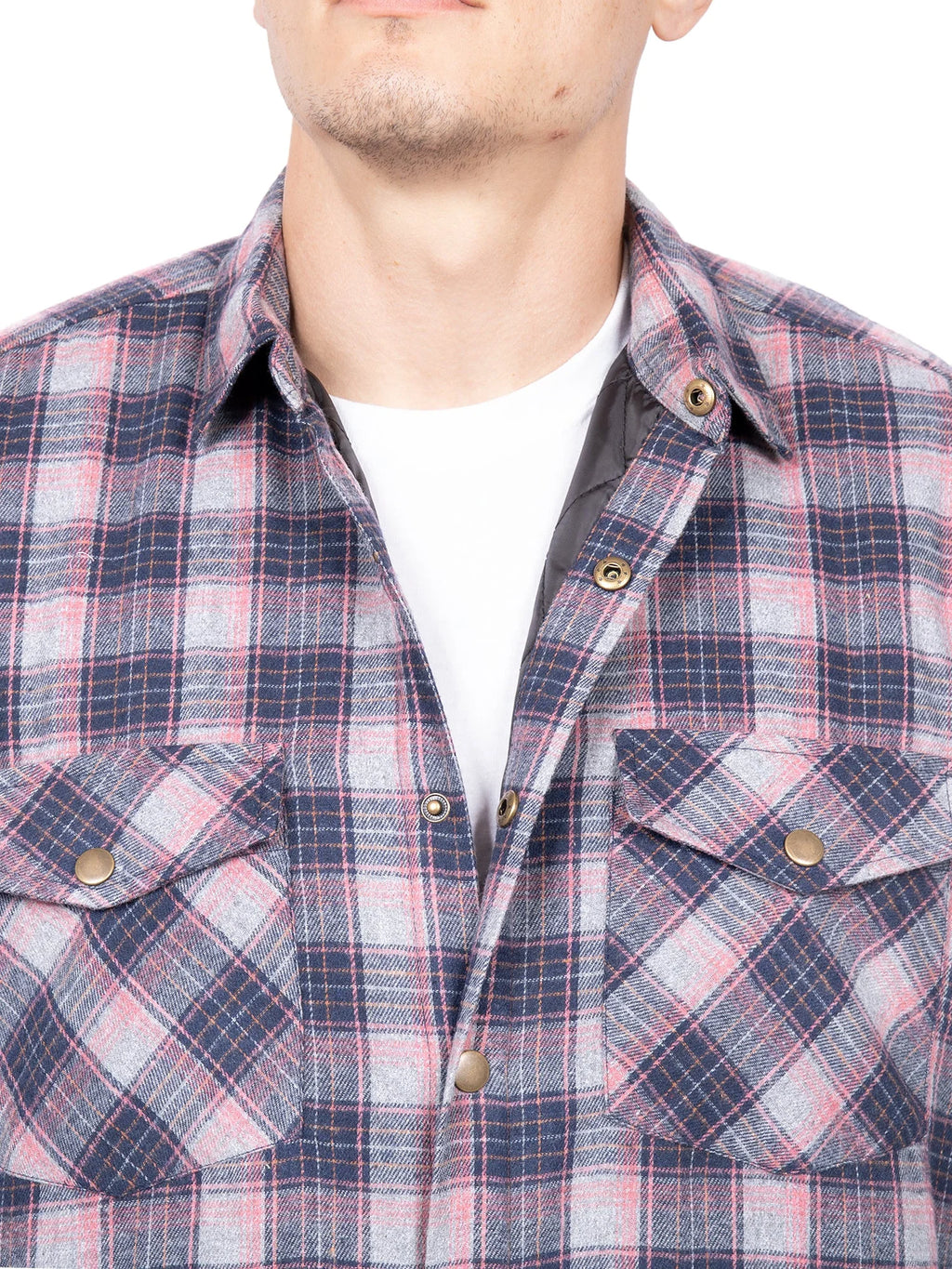 Men's Sherpa-Lined Flannel Button-Up Jacket X9780