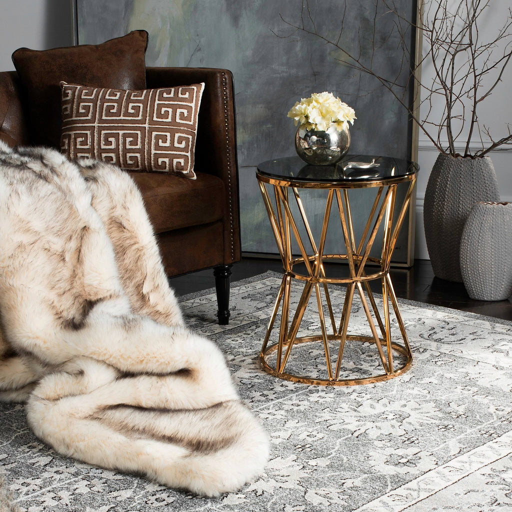 Gold Glass Top End Table L86708